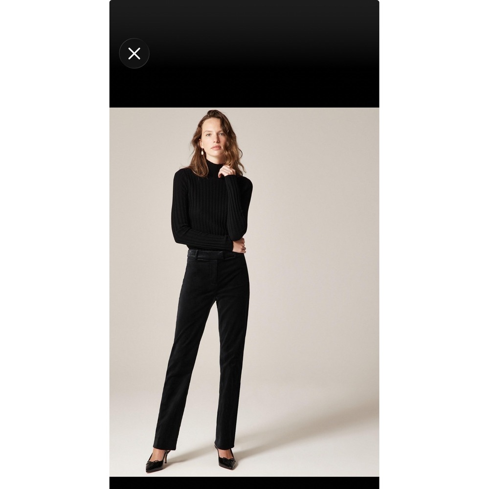 J.Crew Kallie Pant Black Velvet Straight Leg Trousers Size 4